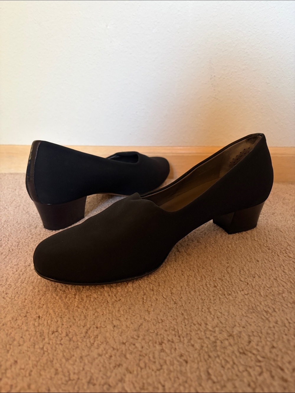 SAS Black Low Heel Slip-On Pumps